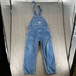Vintage Round House Mens Blue Denim Carpenter Overalls Workwear Fit USA Made
